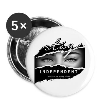Stay Independent Augen Streetwear Design - Buttons groß 56 mm (5er Pack) - Weiß - Vorne
