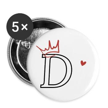 Heart Crown Letter - Buttons large 2.2''/56 mm (5-pack) - white - Front