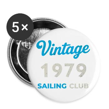 Vintage 1979 – Sailing Club Retro Birth Year - Buttons large 2.2''/56 mm (5-pack) - white - Front