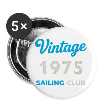 Millésime 1975 – Année de naissance rétro du Yachting Club - Lot de 5 grands badges (56 mm) - blanc - Devant