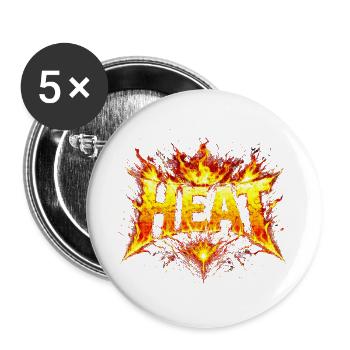 Feurige HEAT-Typografie - Buttons groß 56 mm (5er Pack) - Weiß - Vorne