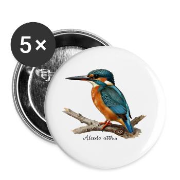 Colorful Kingfisher on Branch - Buttons large 2.2''/56 mm (5-pack) - white - Front