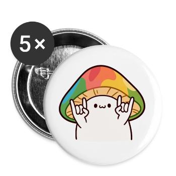 Un champignon hétéroclite marque la pierre - Lot de 5 grands badges (56 mm) - blanc - Devant