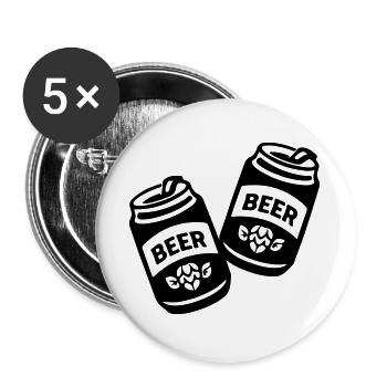 Zwei Bierdosen Schwarz Symbol - Buttons groß 56 mm (5er Pack) - Weiß - Vorne