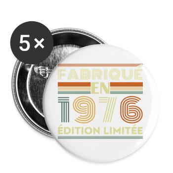 1976 Vintage Retro Geburtstagsgeschenk - Buttons groß 56 mm (5er Pack) - Weiß - Vorne