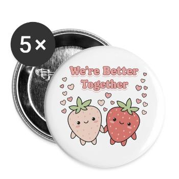 Together We’re Better Strawberries - Buttons large 2.2''/56 mm (5-pack) - white - Front