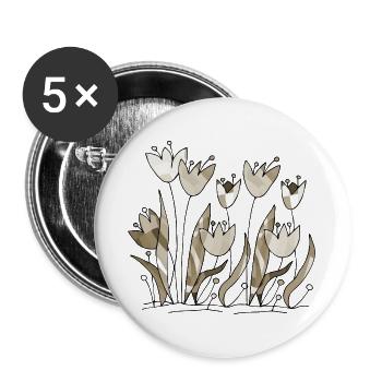 Blumen - Buttons groß 56 mm (5er Pack) - Weiß - Vorne
