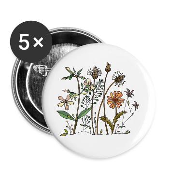 Blumen - Buttons groß 56 mm (5er Pack) - Weiß - Vorne