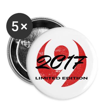 9. Geburtstag 2017 Jungen und Mädchen Geschenk - Buttons groß 56 mm (5er Pack) - Weiß - Vorne