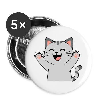 Pattes de chat heureuses Santé (griffes pointues) - Lot de 5 grands badges (56 mm) - blanc - Devant