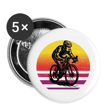 Minimalistisches Roadbike Motiv - Buttons groß 56 mm (5er Pack) - Weiß - Vorne