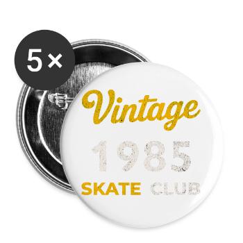 Vintage 1985 Skate Club Retro Birth Year Gift - Buttons large 2.2''/56 mm (5-pack) - white - Front