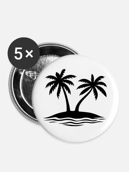 Palmen Strand Insel - Buttons groß 56 mm (5er Pack) - Weiß