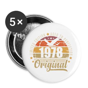 Geburtstagsgeschenk 1978 Original 1978 - Buttons groß 56 mm (5er Pack) - Weiß - Vorne