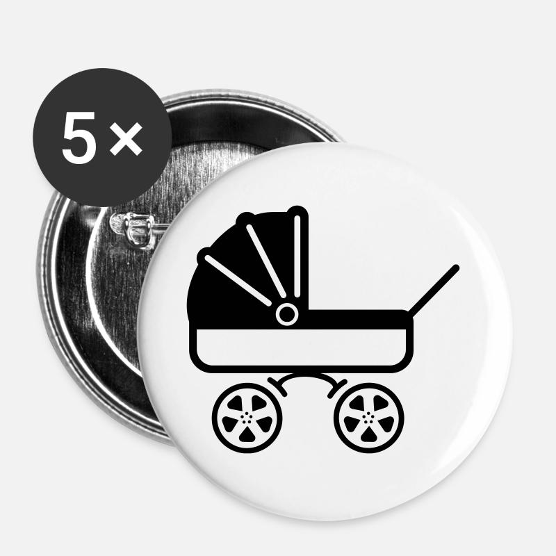 Pram stroller - Buttons large 2.2''/56 mm (5-pack) - white