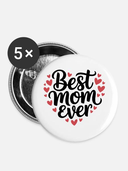 Die beste Mutter aller Zeiten - Buttons groß 56 mm (5er Pack) - Weiß