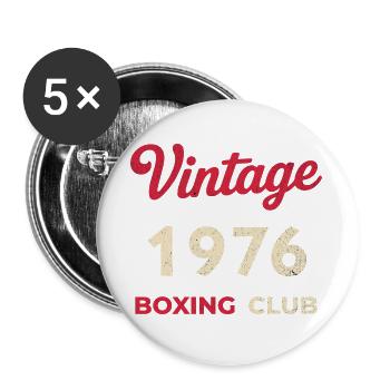 Vintage 1976 – Boxing Club Retro Geburtsjahr - Buttons groß 56 mm (5er Pack) - Weiß - Vorne