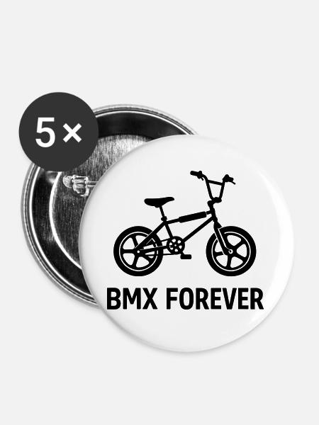 BMX Forever - Buttons groß 56 mm (5er Pack) - Weiß