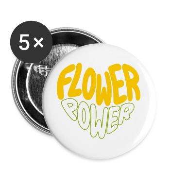 Flower Power Retro Print - Buttons groß 56 mm (5er Pack) - Weiß - Vorne
