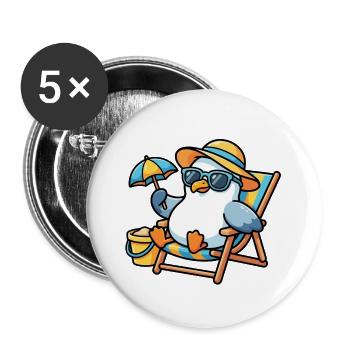 Sun-style beach penguin - Buttons large 2.2''/56 mm (5-pack) - white - Front