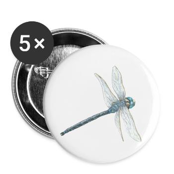 Blaugrüne Libelle Illustration - Buttons groß 56 mm (5er Pack) - Weiß - Vorne