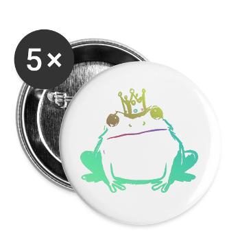 Roi Grenouille et Couronne Néon - Lot de 5 grands badges (56 mm) - blanc - Devant