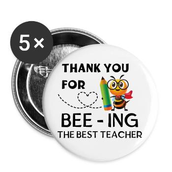 Merci d’être la meilleure enseignante - Lot de 5 grands badges (56 mm) - blanc - Devant