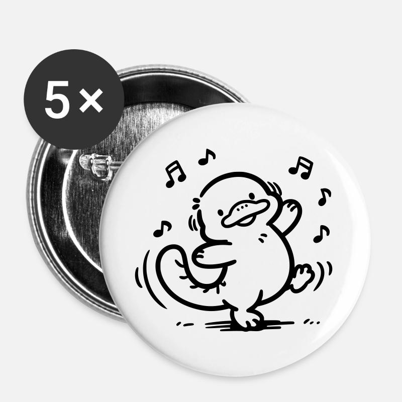 Dancing Platypus | Funny music motif - Buttons large 2.2''/56 mm (5-pack) - white