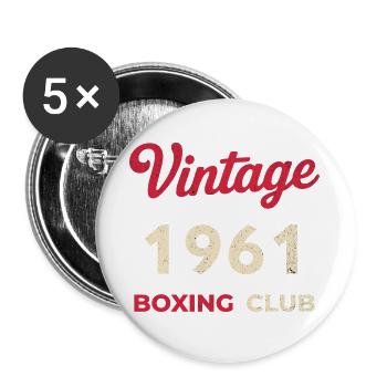 Vintage 1961 – Boxing Club Retro Geburtsjahr - Buttons groß 56 mm (5er Pack) - Weiß - Vorne