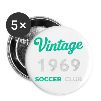 Vintage 1969 – Soccer Club Retro Birth Year - Buttons large 2.2''/56 mm (5-pack) - white - Front