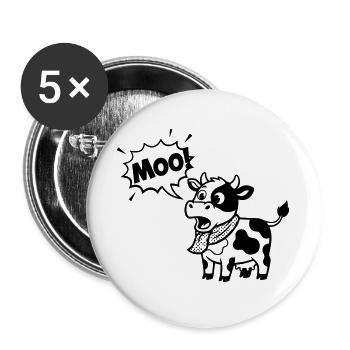 Funny Cow Moo Comic Speech Bubble - Buttons large 2.2''/56 mm (5-pack) - white - Front