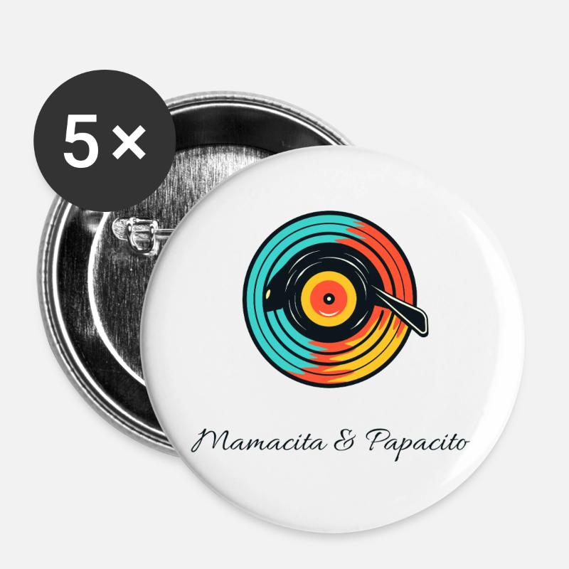 Vibrant Vinyl Romance Duo - Buttons large 2.2''/56 mm (5-pack) - white