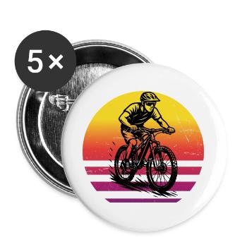Iconic mountain bike motif - Buttons large 2.2''/56 mm (5-pack) - white - Front