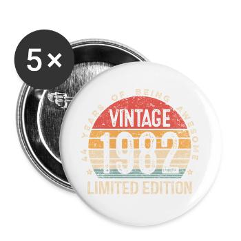 Édition limitée vintage 1982 44e anniversaire - Lot de 5 grands badges (56 mm) - blanc - Devant