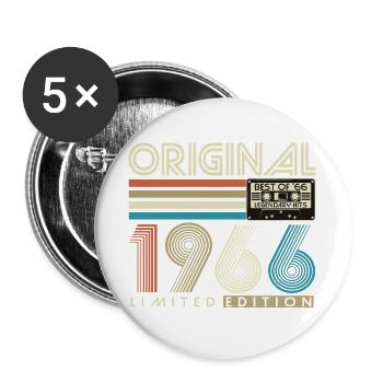 60th Birthday 1966 Vintage Born Retro - Buttons large 2.2''/56 mm (5-pack) - white - Front