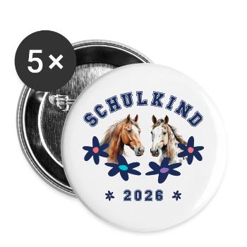 Schoolchild 2026 - Horses Horse - Buttons large 2.2''/56 mm (5-pack) - white - Front