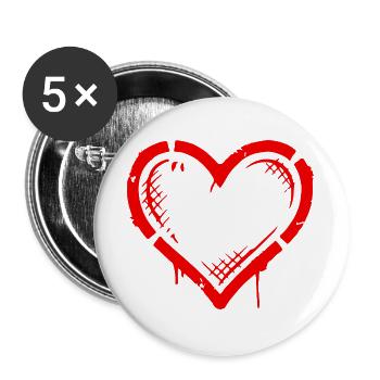 Herz Symbol Vintage - Buttons groß 56 mm (5er Pack) - Weiß - Vorne