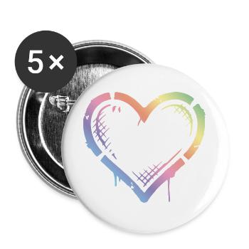Herz Bunt Vintage - Buttons groß 56 mm (5er Pack) - Weiß - Vorne
