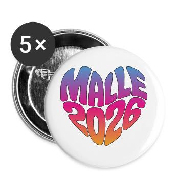 Malle Malle 2026 - Lot de 5 grands badges (56 mm) - blanc - Devant