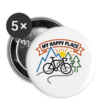 My Happy Place Bike Sunrise - Buttons large 2.2''/56 mm (5-pack) - white - Front