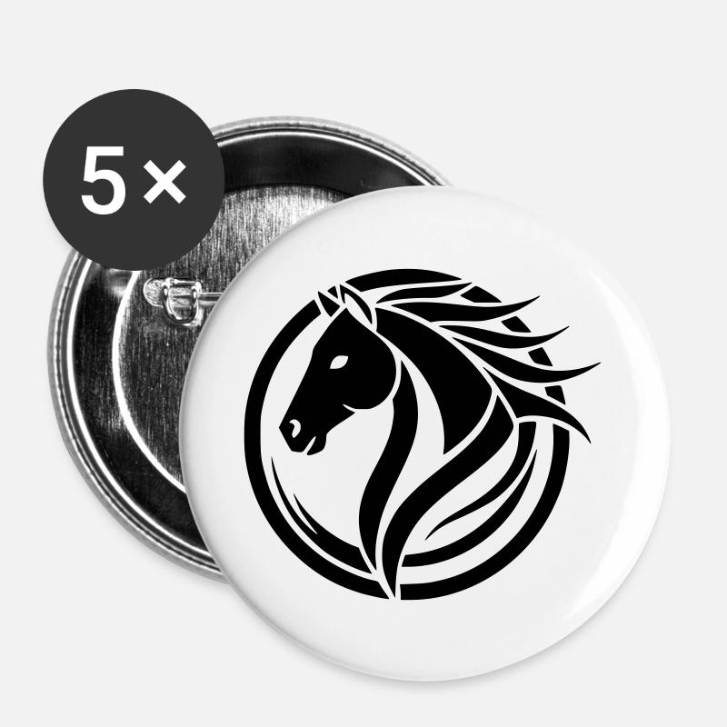 Pferdelogo - Buttons groß 56 mm (5er Pack) - Weiß