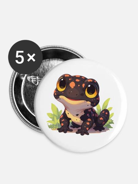 Feuersalamander Salamander - Buttons groß 56 mm (5er Pack) - Weiß