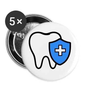 Icône de la dent dentiste - Lot de 5 grands badges (56 mm) - blanc - Devant