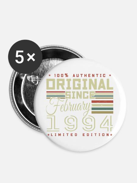 Großartig seit Februar 1994 - Buttons groß 56 mm (5er Pack) - Weiß