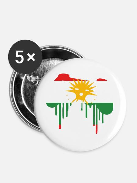 Kurdisch gaming flag - Buttons groß 56 mm (5er Pack) - Weiß