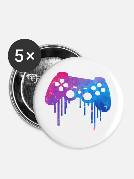 Gaming splash - Buttons groß 56 mm (5er Pack) - Weiß
