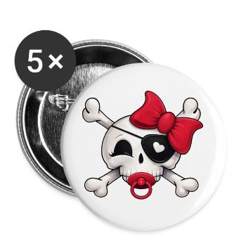 Cute Baby Pirate Skull - Buttons large 2.2''/56 mm (5-pack) - white - Front