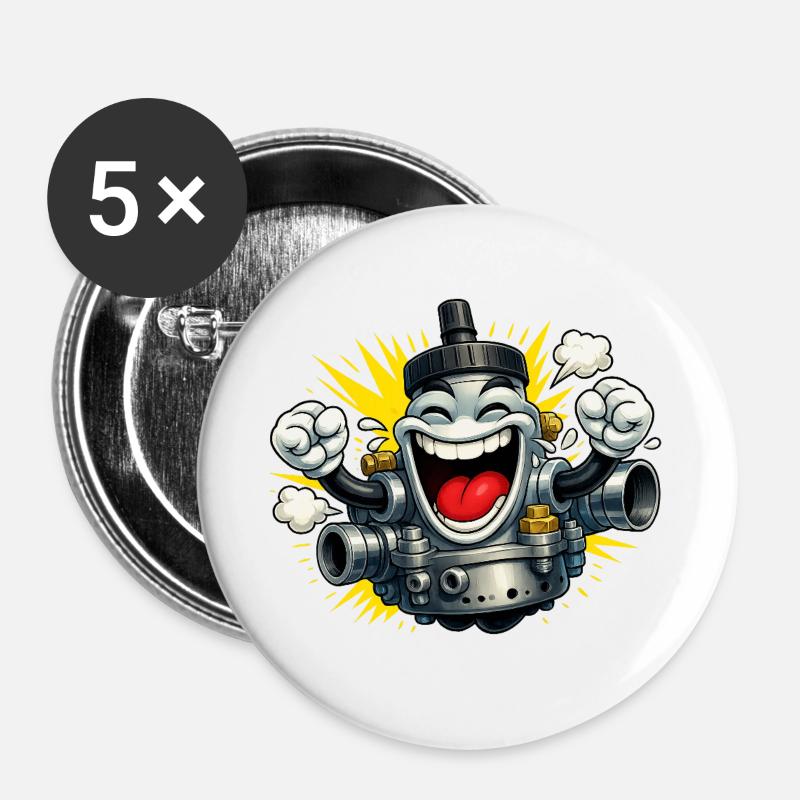 Carburetor moped fun - Buttons large 2.2''/56 mm (5-pack) - white