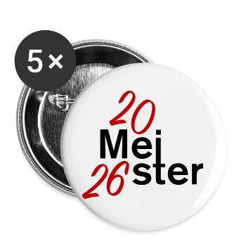 Meister 2026 Meisterschaft - Buttons groß 56 mm (5er Pack) - Weiß - Vorne