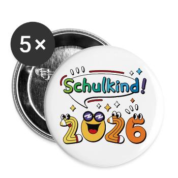 Schoolchild 2026 School Enrollment Back to School Comic - Buttons large 2.2''/56 mm (5-pack) - white - Front